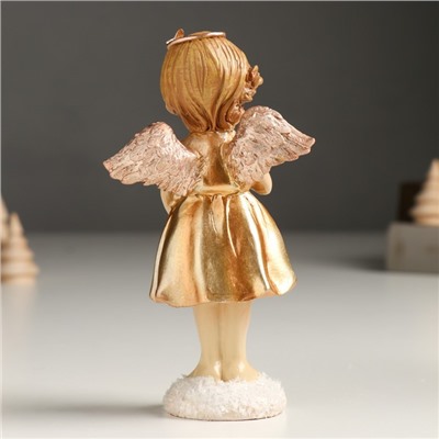 Сувенир полистоун "Девочка-ангел в золотом платье, с сердцем" МИКС 4х7х14 см